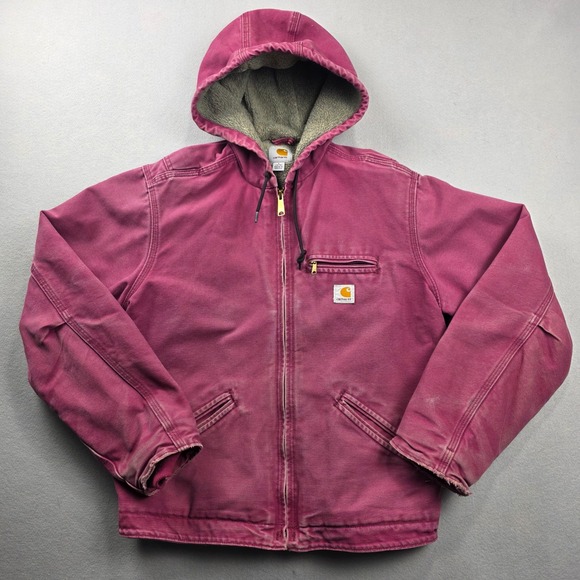 Carhartt Jackets & Blazers - Carhartt WJ141 648 Sherpa Lined Hooded Jacket Raspberry Pink Womens Large 12/14